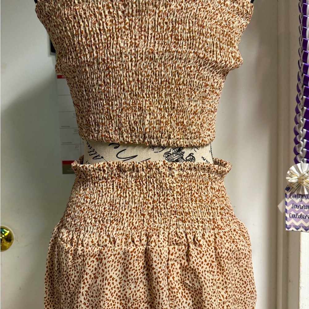 Tie Front Dalmatian Top & Shirred Waist Shorts Set - Picture 3 of 3